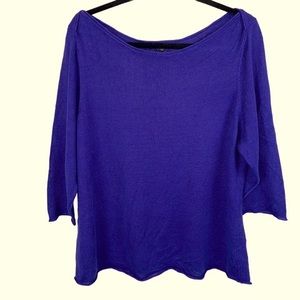 Eileen Fisher 100% Organic Linen Purple Knit Boatneck Pullover Sweater sz XL